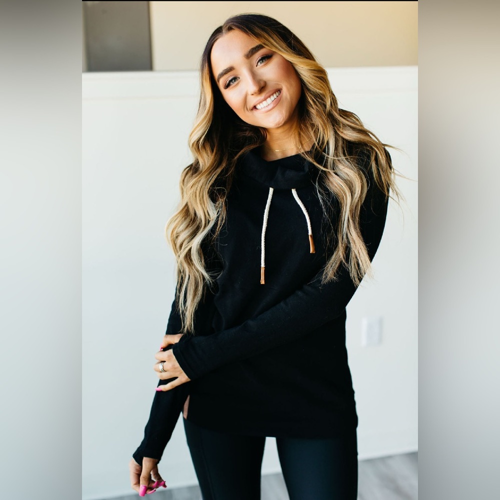 AMPERSAND AVE Black Cowl Neck Sweater